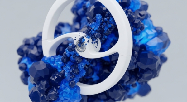 A sleek, white, abstract mechanism, resembling a core protocol interface, dynamically propels a vibrant cascade of multifaceted blue polyhedra. These geometric forms, varying in luminosity and scale, represent the continuous emission of granular transactional data and tokenized units within a decentralized ledger. This visual metaphor highlights the robust data immutability and high transactional throughput facilitated by an efficient consensus mechanism, showcasing the intrinsic value generation within a blockchain network.