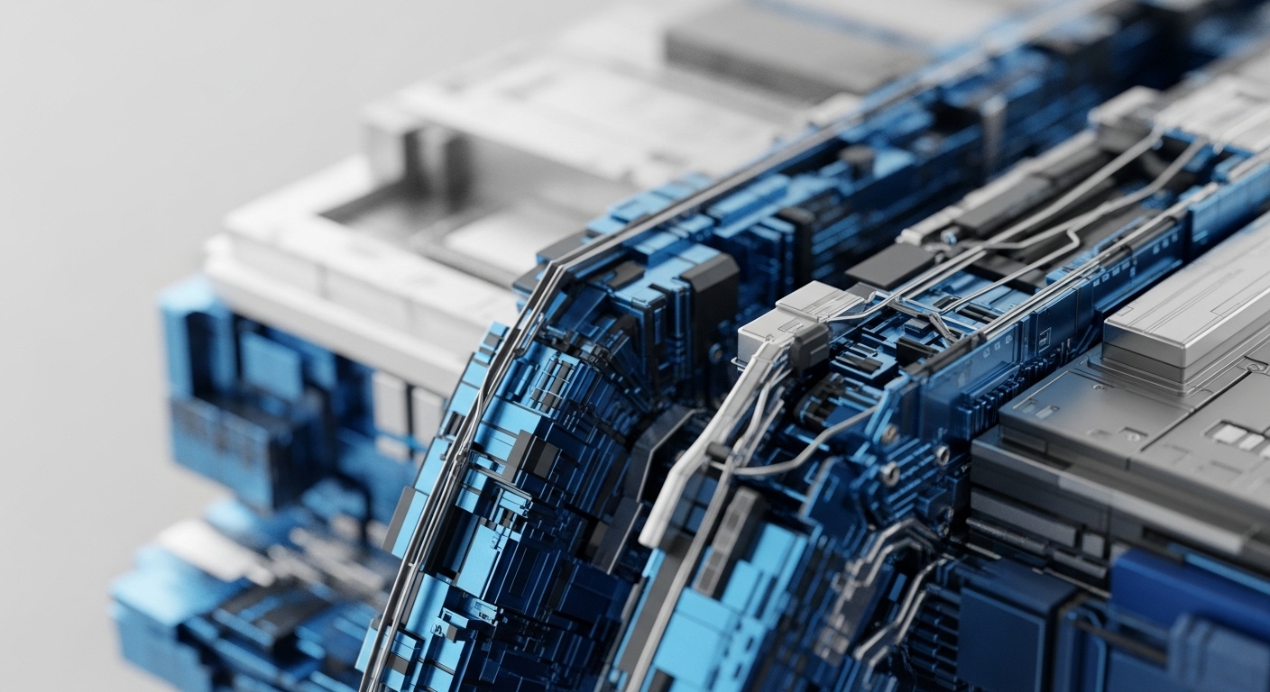 This image showcases a complex, layered structure with intricate blue and silver components, suggesting advanced technological integration. The detailed circuitry and interconnected pathways evoke the underlying architecture of blockchain networks and the flow of digital assets. It visually represents the sophisticated cryptographic protocols and consensus mechanisms that underpin decentralized ledger technologies, highlighting the robust and secure nature of cryptocurrency operations and the foundational elements of digital finance.