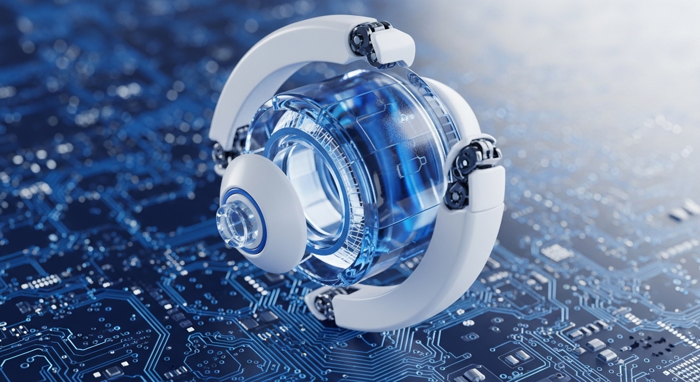 A translucent, spherical automaton with internal blue light emanates from a complex, glowing circuit board. This advanced robotic form symbolizes the intricate operational architecture of Decentralized Autonomous Organizations DAOs operating on robust blockchain protocols