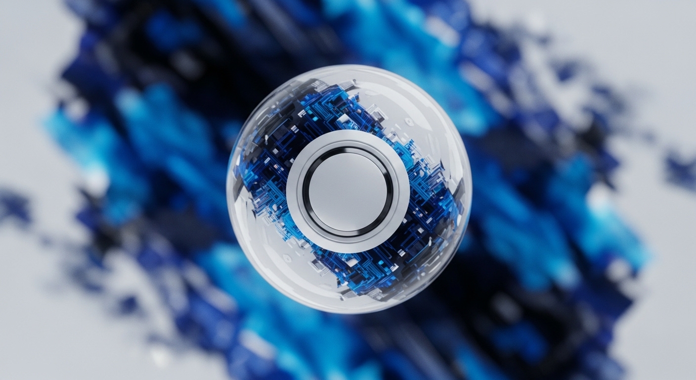 A luminous transparent sphere contains an intricate, blue and black digital circuit, resembling the core of a decentralized autonomous organization. This visual metaphor extends to complex cryptographic protocols and the foundational architecture of blockchain technology
