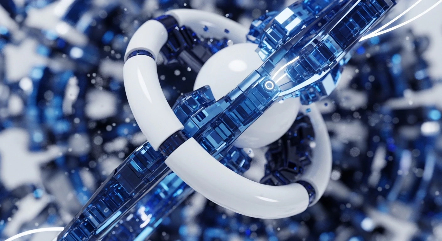 A central white sphere anchors interlocking translucent blue components, forming a complex blockchain architecture. These distributed ledger technology elements, reminiscent of cryptographic primitives, exhibit intricate network nodes and smart contract logic. Luminous white energy flows signify transaction validation within this decentralized network, where digital assets are secured. The background suggests a vast, interconnected Web3 infrastructure, highlighting the system's scalability and interoperability.