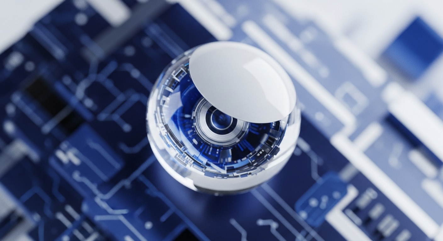 A transparent sphere containing complex mechanical structures and illuminated blue circuitry hovers over a digital representation of a circuit board. This imagery symbolizes the critical role of decentralized oracles in the cryptocurrency ecosystem, acting as secure conduits for real-world data to interact with blockchain networks