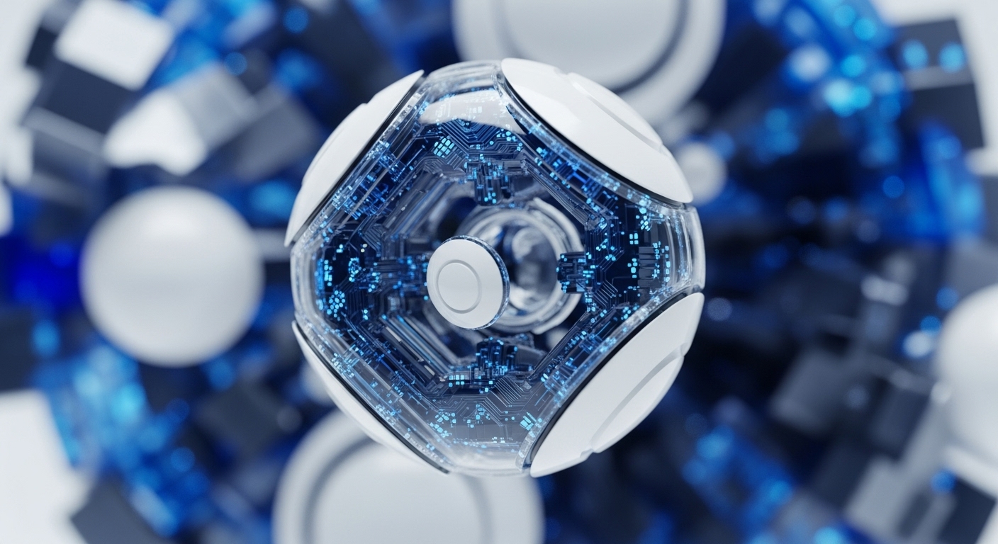 A detailed, spherical object features glowing blue circuitry embedded within its structure, suggesting advanced technological integration. This abstract representation captures the essence of blockchain networks and their underlying cryptographic protocols
