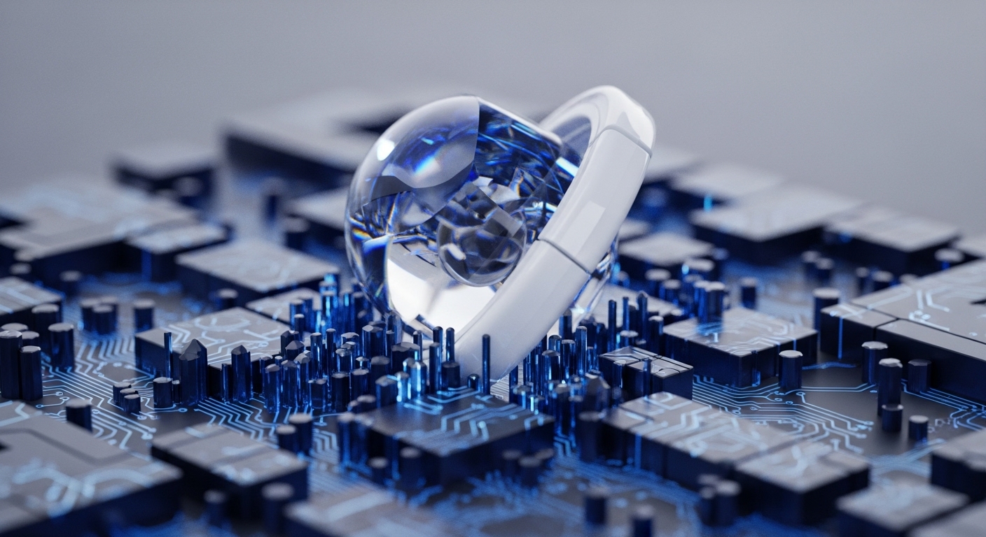 A brilliant, transparent diamond rests on a detailed circuit board, its facets catching the vibrant blue glow of the underlying digital infrastructure. This striking imagery evokes the core principles of blockchain technology, highlighting the intrinsic value and verifiable transparency of decentralized systems