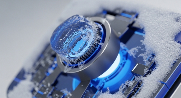 A dynamic, blue-hued liquid circulates within a metallic, glowing core, suggesting a robust liquid staking or liquidity pool operation. This central consensus mechanism integrates into a sophisticated protocol architecture with intricate components and blue illumination. Transparent, granular particles cascade across the platform, symbolizing data packets or microtransactions flowing through a decentralized network. The visual conveys advanced blockchain scalability solutions, emphasizing efficient transaction finality and decentralized finance DeFi infrastructure.