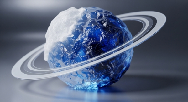 A crystalline sphere, half icy white and half deep blue, represents a dynamic blockchain ecosystem. The white portion signifies cold storage and immutable ledger security, reflecting frozen assets or proof-of-stake consensus. The vibrant blue illustrates active liquidity pools and decentralized finance DeFi protocols, highlighting smart contract execution and tokenomics. Translucent rings orbit the sphere, symbolizing scaling solutions, interoperability layers, and governance mechanisms within a Web3 framework. This visual metaphor encapsulates the inherent volatility and dual states of digital assets.