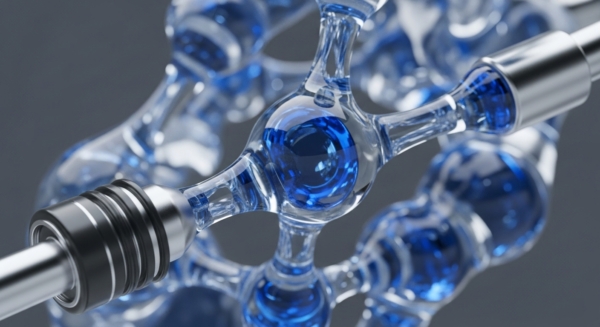 A transparent, interconnected network structure, resembling a molecular lattice, showcases blue liquid flowing through spherical nodes and connecting channels. This visual metaphor represents a decentralized ledger technology DLT architecture, illustrating validator nodes processing transaction throughput. The intricate network topology emphasizes cross-chain interoperability protocols and efficient data packet routing within a distributed network, crucial for scalable smart contract execution and digital asset flow in DeFi infrastructure.