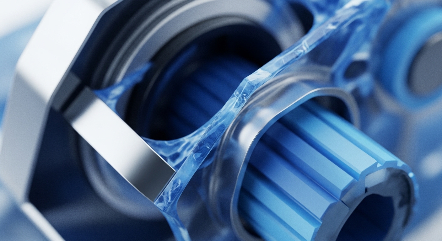 A sophisticated internal mechanism displays a central blue, splined component resembling a data pipeline or a sharded execution layer. Surrounding metallic structures represent the robust blockchain architecture and secure enclave. A dynamic, transparent blue substance, indicative of high-velocity liquidity flow or transaction throughput, interacts with these components. This visual metaphor highlights efficient smart contract execution, cross-chain interoperability, and optimized gas utilization within a decentralized ledger technology DLT framework. It suggests a system engineered for data integrity and scalable validator node operations, crucial for Web3 infrastructure.