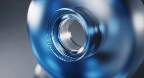 A close-up view reveals the intricate opening of a translucent blue container, reminiscent of a blockchain protocol entry point. The internal threads symbolize the structured layers of a smart contract or the tokenomics governing a decentralized application dApp. Light reflects off the smooth surfaces, highlighting the clarity and transparency inherent in public ledgers. This digital asset vault metaphorically represents secure cold storage for cryptographic keys or tokenized value, emphasizing protocol security and interoperability within the Web3 ecosystem.