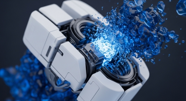 A sleek, white modular device, resembling a sophisticated blockchain node, ejects vibrant blue, luminous fluid and droplets. This dynamic efflux visually interprets the robust processing power and high transaction throughput inherent in a decentralized finance DeFi liquidity pool. The internal mechanisms suggest complex smart contract execution, driving the continuous generation of digital assets. The effervescent blue signifies the rapid flow of value and the secure validation within a distributed ledger, crucial for network consensus.