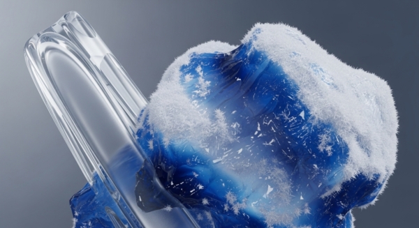 A transparent, crystalline hardware wallet module is partially submerged within a vibrant, textured mass of deep blue digital asset liquidity. Intricate white frost formations, symbolizing cryptographic security and cold storage protocols, encase portions of the liquid, suggesting assets locked within a smart contract or a staking mechanism. This visual metaphor highlights the immutability of on-chain data and the secure custody of decentralized ledger assets, emphasizing robust private key protection and validator node integrity within a distributed network environment.