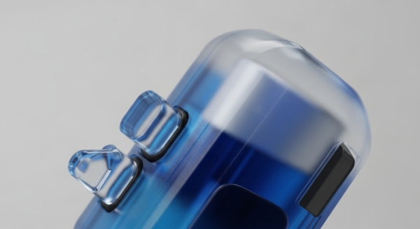 A translucent blue hardware wallet, featuring a smooth, rounded chassis, securely encapsulates cryptographic primitives. Two clear, tactile interface elements, potentially for multi-signature transaction confirmation or seed phrase recovery, protrude from its surface. A dark rectangular port, likely for USB connectivity or data transfer, is integrated into the side. This device symbolizes robust cold storage solutions for private keys, ensuring enhanced blockchain security and self-sovereign digital identity within the Web3 ecosystem, facilitating secure asset custody and tokenization.