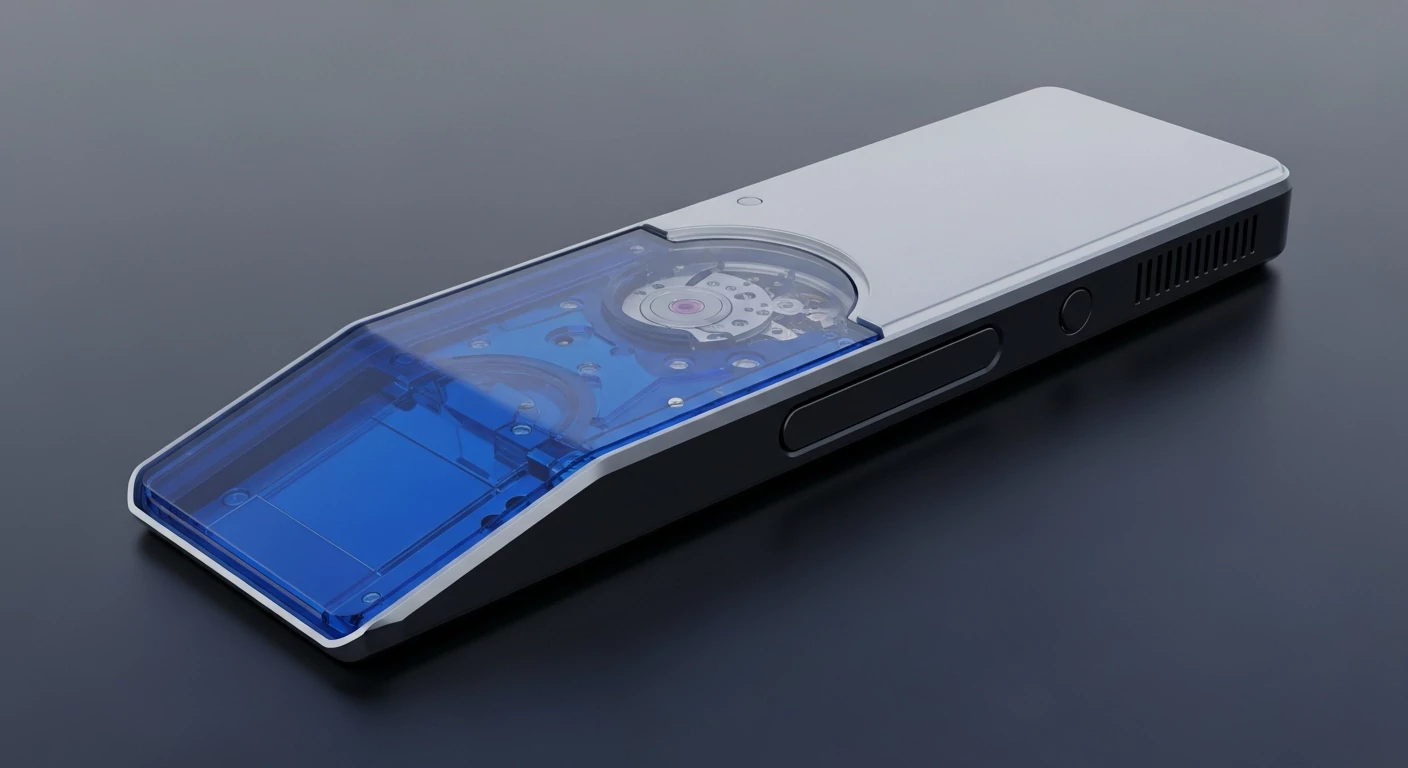 A sleek, metallic device with a transparent blue panel reveals an intricate mechanical movement, evoking precision engineering. This sophisticated design suggests a robust hardware wallet or secure enclave for digital asset management. The visible gears and balance wheel metaphorically represent a complex consensus mechanism or a time-locked cryptographic module, emphasizing tamper-proof security and deterministic key derivation crucial for blockchain protocols and trustless environments.