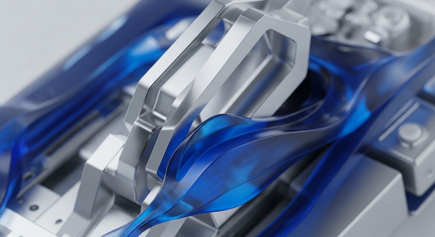 Precision-engineered metallic components interlace with translucent blue fluid channels, indicating advanced thermal management for high-performance computing. This specialized hardware optimizes hash rate efficiency within a decentralized network, crucial for robust blockchain infrastructure. The intricate design facilitates optimal energy efficiency and transaction throughput, vital for node validation and secure block propagation in Proof-of-Work or Proof-of-Stake environments. This liquid cooling solution minimizes network latency and enhances computational power for DLT operations.