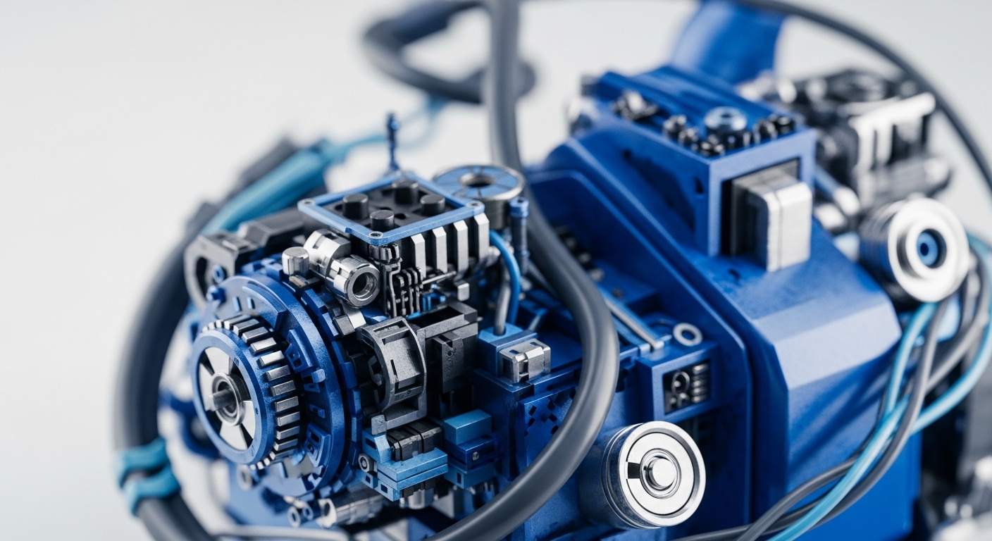 A meticulously engineered blue and silver mechanical assembly showcases intricate gears, interconnected shafts, and robust housing components. This sophisticated apparatus embodies the physical infrastructure of a high-performance validator node, designed for efficient proof-of-stake consensus. Its modular architecture suggests optimized sharding capabilities and layer-2 scaling solutions. The precision components are crucial for executing complex cryptographic hash functions and ensuring transaction finality within a distributed ledger technology network. This hardware facilitates secure smart contract execution and robust decentralized finance operations, acting as a core Web3 infrastructure element.