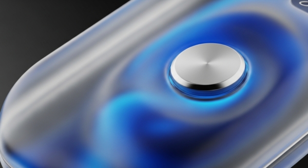 A close-up reveals a sleek, translucent device featuring a prominent brushed metallic button, illuminated by an ethereal blue glow. This sophisticated interface suggests a secure hardware wallet or biometric authentication module, critical for safeguarding digital assets. The radiant blue signifies active cryptographic signature generation or successful transaction signing, essential for decentralized finance DeFi interactions and Web3 dApp access. It represents a non-custodial solution for private key management, enabling secure blockchain operations and multi-factor authentication MFA.