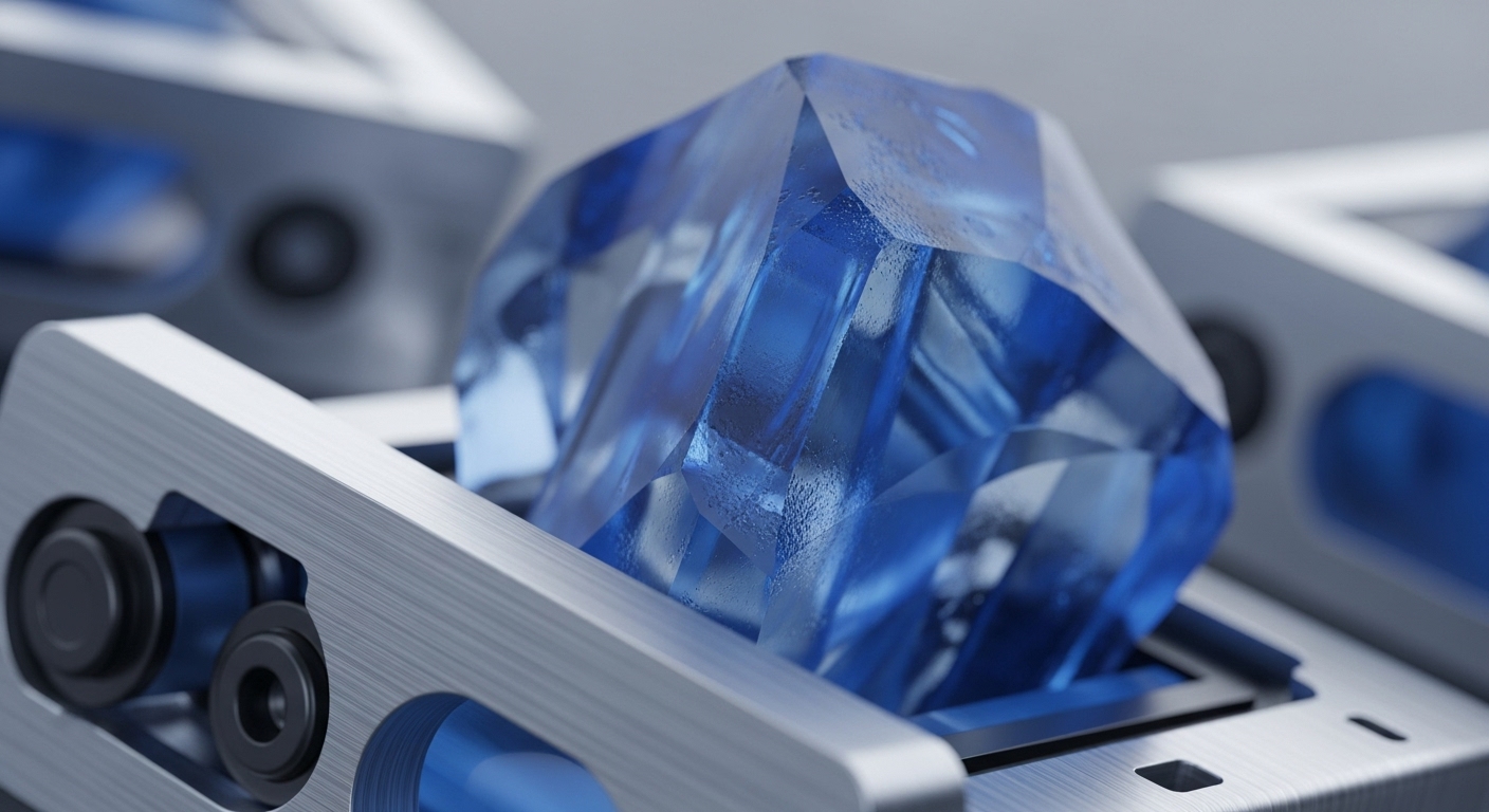 A multifaceted blue crystalline object, representing a high-value digital asset or fungible token, is securely cradled within a brushed metallic hardware module. This precision-engineered component suggests a cryptographic module or a validator node within a distributed ledger technology framework. Its integration implies secure custody, transaction validation, or a core element for a proof-of-stake consensus mechanism, emphasizing immutability and network security in a decentralized finance ecosystem. This setup is crucial for maintaining blockchain integrity and processing on-chain transactions.